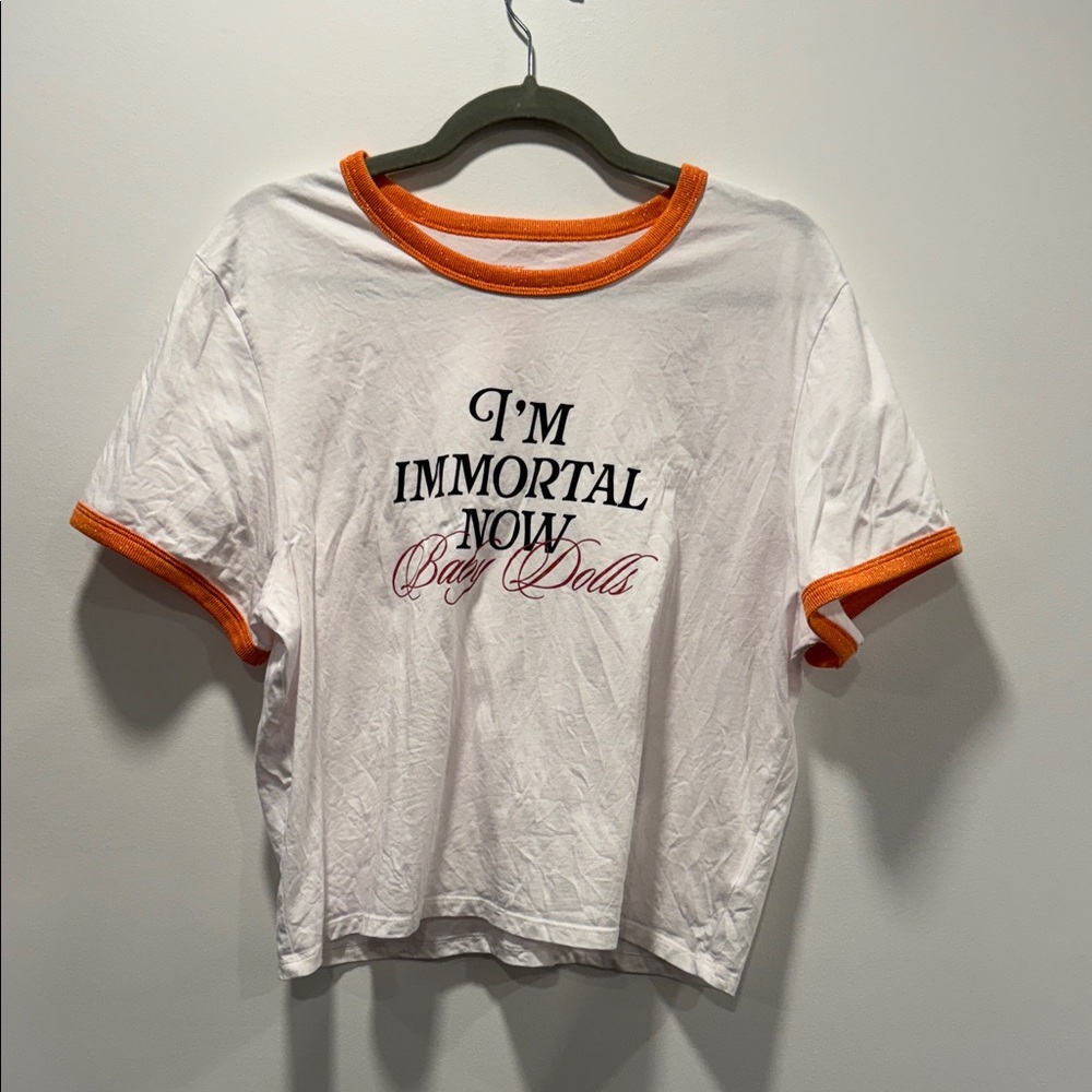 White and Orange Graphic Tee